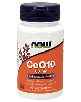 CoQ10 60 мг (Коэнзим Q10) 60 вег капсул (Now Foods)