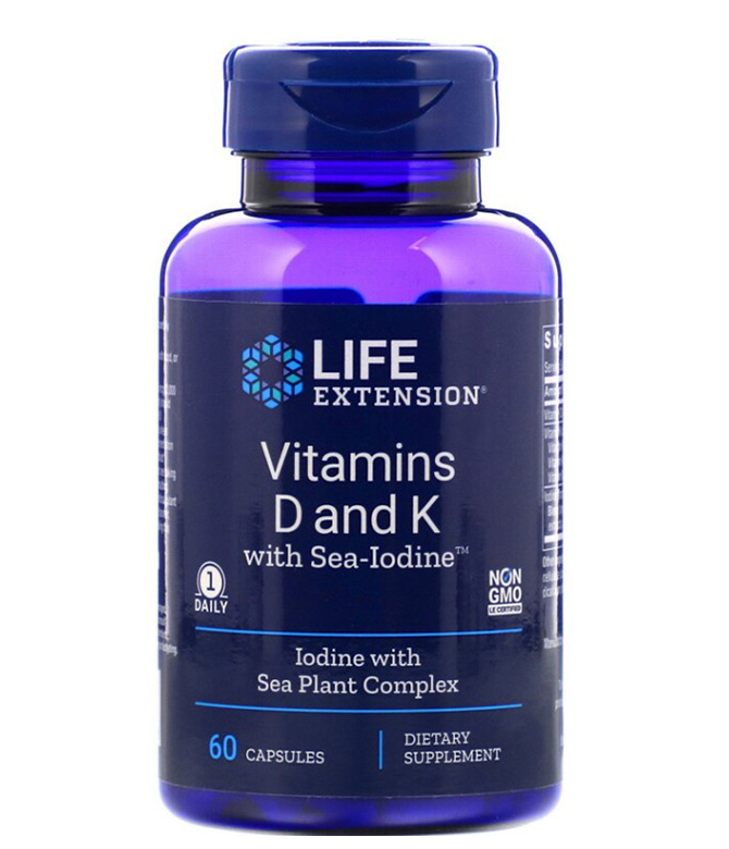 Витамины D и К с Sea-Iodine от Life Extension
