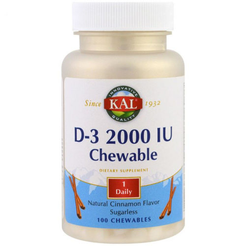 Vitamin D-3 50 mcg (2000 IU) (Витамин Д-3 50 мкг) 100 жев. таблеток (KAL) корица фото 4
