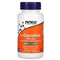 L-Carnitine 500 мг (L-Карнитин) 60 вег капсул (Now Foods)