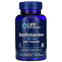 Benfotiamine with Thiamine 100 мг (Бенфотиамин с тиамином) 120 вег капсул (Life Extension)