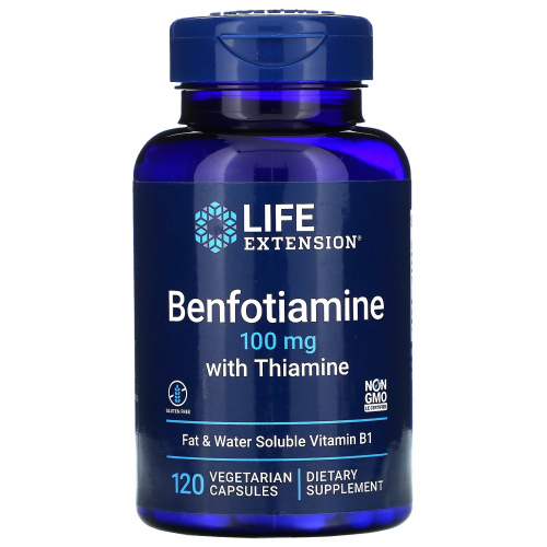 Benfotiamine with Thiamine 100 мг (Бенфотиамин с тиамином) 120 вег капсул (Life Extension)