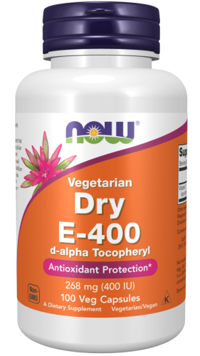 Dry E-400 Vegetarian (Витамин Е как d-альфа-токоферилсукцинат) 100 вег капсул (Now Foods)