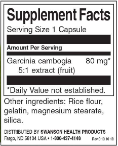 Garcinia Cambogia 5:1 Extract (Гарциния Камбоджийская) 60 капсул (Swanson) фото 2 Garcinia Cambogia 5:1 Extract (Гарциния Камбоджийская) 60 капсул (Swanson) фото 2