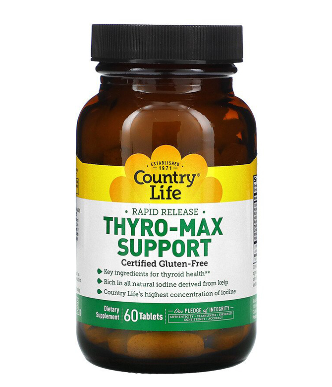 THYRO-MAX SUPPORT (ПОДДЕРЖКА ЩИТОВИДНОЙ ЖЕЛЕЗЫ) 60 ТАБЛЕТОК (COUNTRY LIFE)