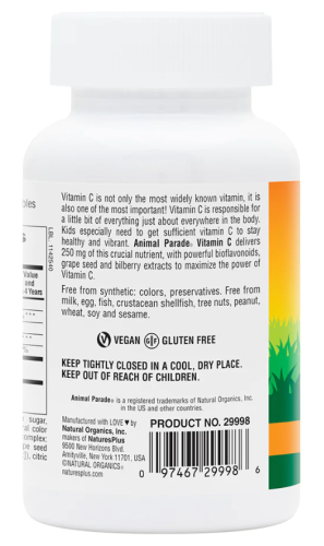 Vitamin C Animal Parade (Детский Витамин C) 90 таблеток (NaturesPlus) фото 3