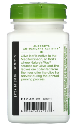 Olive Leaf 1500 mg (Листья Оливы 1500 мг) 100 капсул (Nature's Way) фото 3