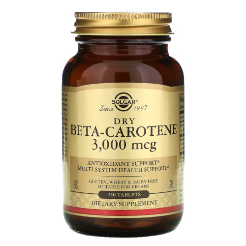 Dry Beta-Carotene 3,000 mcg (Сухой бета-каротин 3000 мкг) 250 таблеток (Solgar)