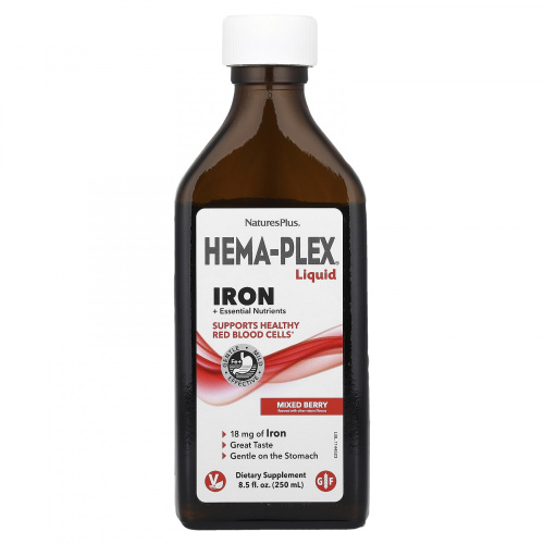 Hema-Plex Liquid Iron (жидкое железо) 250 мл ягодный вкус (NaturesPlus) фото 2