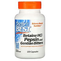Betaine HCL Pepsin & Gentian Bitter(горькая настойка из бетаингидрохлорида) 120 капс.(Doctor's Best)