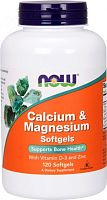 Calcium & Magnesium with Vitamin D-3 and Zinc 120 мягких капсул (Now Foods)