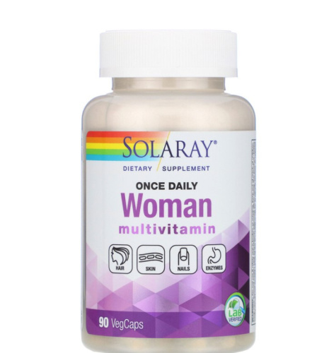 Woman multivitamin Once Daily (Женские мультивитамины один раз в день) 90 вег капсул (Solaray)