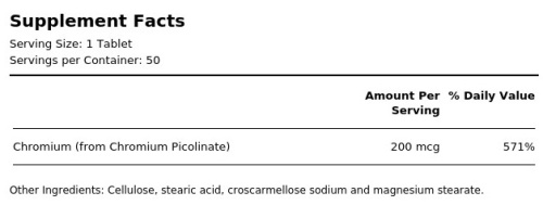 Chromium Picolinate (Пиколинат хрома) 200 мкг 50 таблеток (Solaray) фото 2