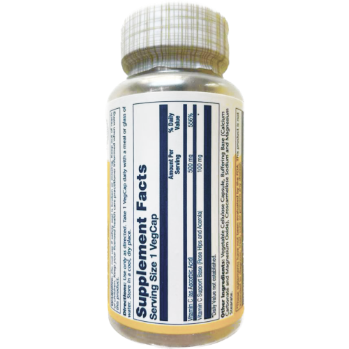 Vitamin C 500 mg Buffered with Rose Hips & Acerola (C 500 мг c шип-ом и ацеролой) 100 капc (Solaray) фото 3