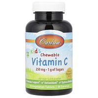 Vitamin C Chewable (жевательные таблетки с витамином C, натуральный мандарин) 250 мг (Carlson)