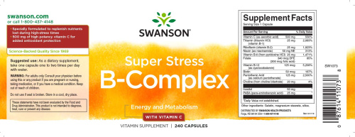 Super Stress B-Complex with vitamin C 240 капсул (Swanson) фото 2