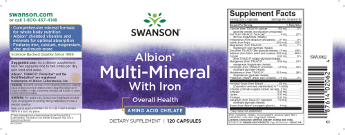 Multi-Mineral With Iron Albion (Хелатные Мульти-минералы с железом) 120 капсул (Swanson) фото 2