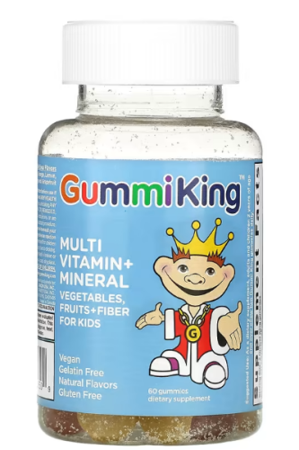 GummiKing Multi Vitamin + Mineral Vegetables Fruits + Fiber For Kids 60 жевательных конфет