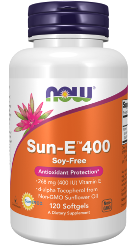 Sun-E™ 400 Soy-Free (d-альфа-токоферол из подсолнечного масла) 120 мягких капсул (Now Foods)
