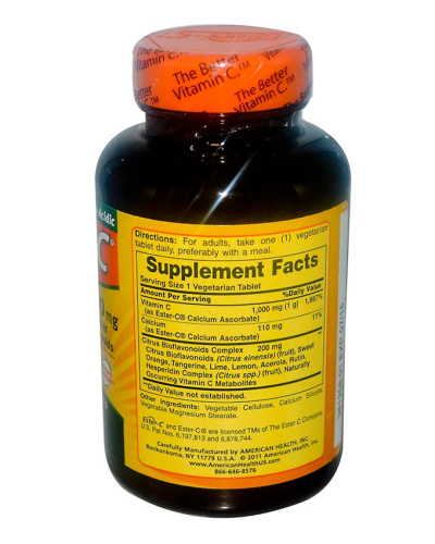Vitamin C Ester-C with Citrus Bioflavonoids 1000 мг 120 таблеток (American Health) фото 2