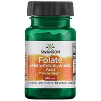 Folate 5-Methyltetrahydrofolic Acid 800 mcg (5-метилтетрагидрофолиевая кис-та) 30 вег капс (Swanson)