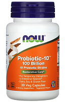 Probiotic-10 100 Billion (Комплекс пробиотиков 100 млрд КОЕ) 30 вег капс (Now Foods)