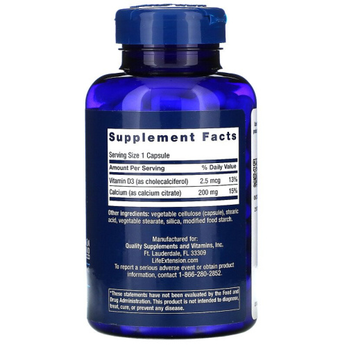 Calcium Citrate with Vitamin D (Цитрат Кальция c витамином Д-3) 200 капсул (Life Extension) фото 2