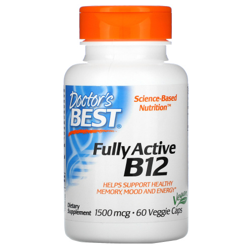 Fully Active B-12 (Активный витамин B12) 1500 мкг 60 вег капсул (Doctor's Best)