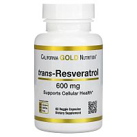 trans-Resveratrol 600 мг (транс-ресвератрол) 60 вег капсул (California Gold Nutrition)