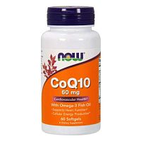 CoQ10 60 мг Omega-3 Fish Oil (Коэнзим Q10) 60 мягких капсул (Now Foods)