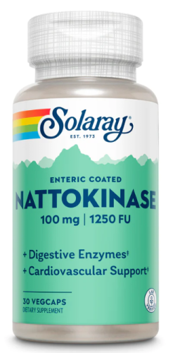 Nattokinase 100 mg / 1250 FU Entric Coated (Наттокиназа 100 мг) 30 вег капсул (Solaray)