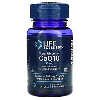 Super Ubiquinol CoQ10 50 мг with Enhanced Mitochondrial Support 30 капс срок 05.2024(Life Extension)