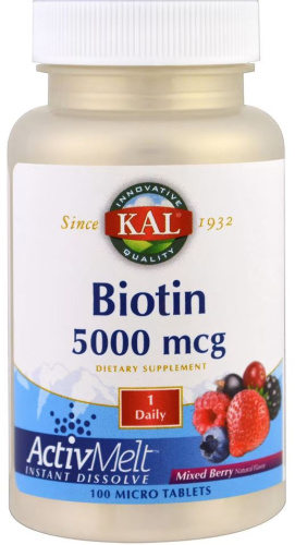 Biotin 5000 mcg ActivMelt (Биотин 5000 мкг) 100 микро таблеток (KAL) фото 2