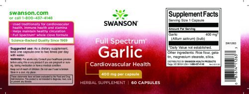 Garlic 400 mg (Чеснок 400 мг) 60 капсул (Swanson) фото 3