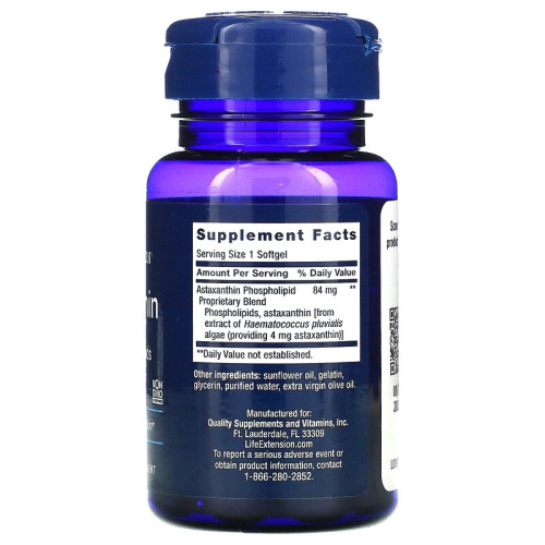 Astaxanthin 4 mg with Phospholipids (Астаксантин) 30 мягк капс (Life Extension) срок 12/23 фото 2