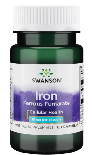 Iron Ferrous Fumarate (Фумарат железа) 18 мг 60 капсул (Swanson)