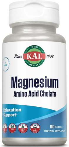 Magnesium Amino Acid Chelate 220 mg (Магний Хелат 220 мг) 100 таблеток (KAL)