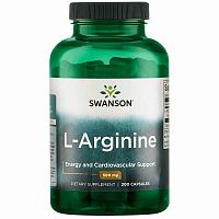 L-Arginine 500 мг (L-Аргинин) 200 капсул (Swanson)
