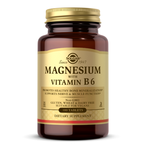 Magnesium with Vitamin B6 (Магний с витамином B6) 100 табл (Solgar)