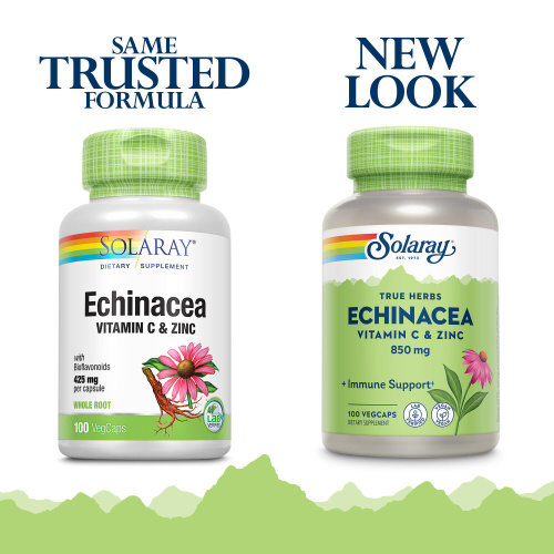 Echinacea 850 mg Vitamin C & Zinc (Эхинацея 850 мг Цинк Витамин С) 100 вег капсул (Solaray) фото 4