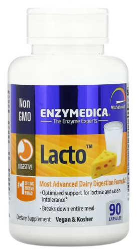 Lacto (Формула для усвоения молочных продуктов) 90 капсул (Enzymedica)