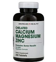 Chelated Calcium Magnesium Zinc (Хелатные Кальций Магний и Цинк) 250 таблеток (American Health)