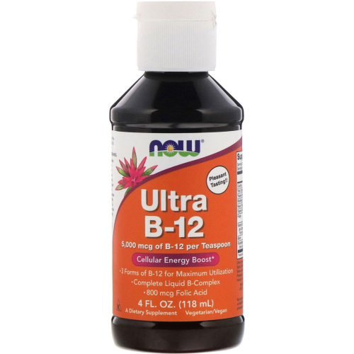Ultra B-12 Liquid 5000 мкг (Жидкий витамин B-12) 118 мл (Now Foods)
