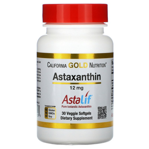 Astaxanthin 12 mg AstaLif (Астаксантин 12 мг) 30 вег мягких капсул (California Gold Nutrition)