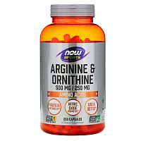 Arginine & Ornithine 500/250 мг (Аргинин и Орнитин) 250 капсул (Now Foods)