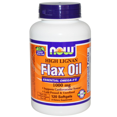 Organic Flax Oil 1000 mg - 120 капсул (Now Foods) фото 2