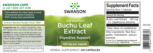 Buchu Leaf Extract 100 mg Full Spectrum (экстракт листьев Бучу) 60 капсул (Swanson) фото 3