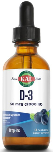 Vitamin D-3 50 mcg (2000 IU) Dropins 1.8 FL OZ Видамин Д-3 50 мкг (2000 МЕ) 53 мл (KAL)