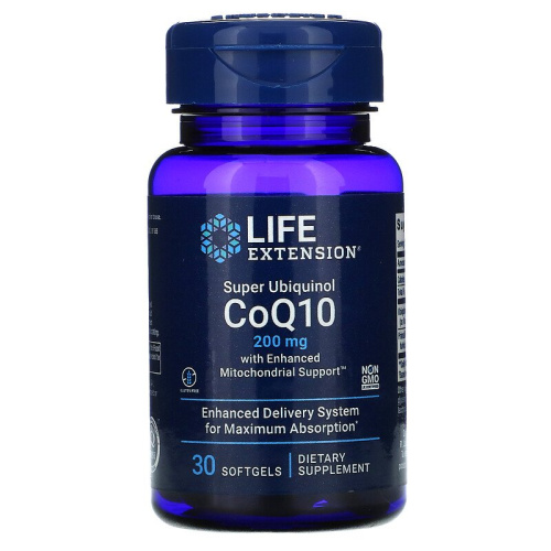 Super Ubiquinol CoQ10 200 мг with Enhanced Mitochondrial Support 30 капсул (Life Extension)