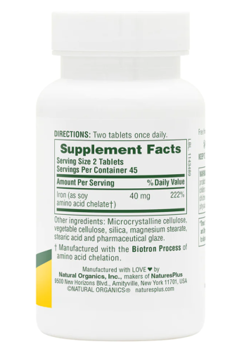 Iron 40 mg (Железо 40 мг) 90 таблеток (NaturesPlus) фото 3